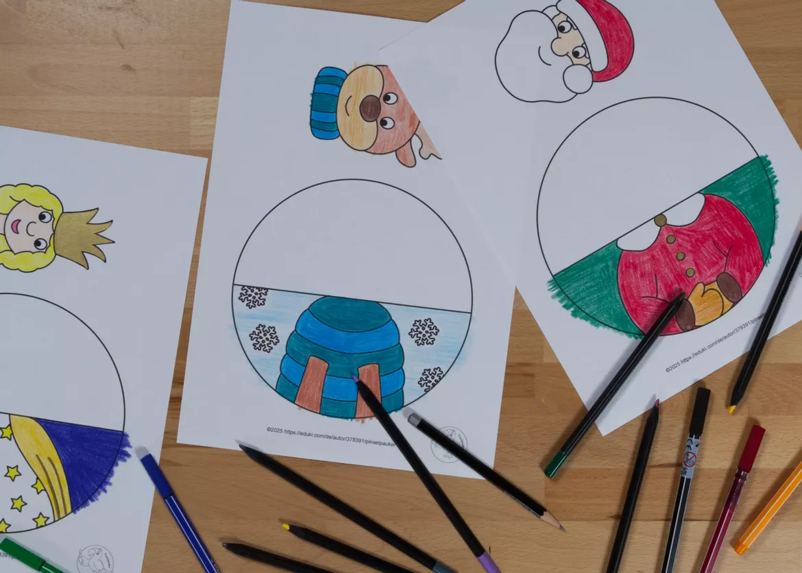 Bild in der Beschreibung des Unterrichtsmaterials Kunst Weihnachten, lustige Wackelfiguren von Pinselpauker #1