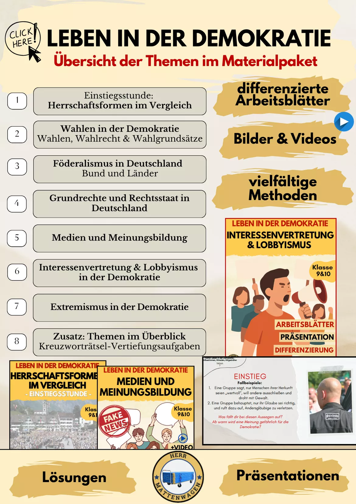 Bild in der Beschreibung des Unterrichtsmaterials Demokratie Materialpaket – Wahlen, Grundrechte & Medien | Politik Klasse 9–10 von Herr Mattenwagen #1