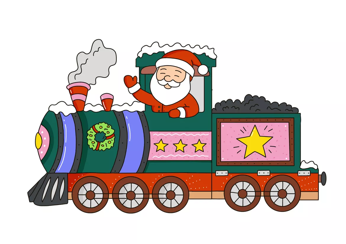 Bild in der Beschreibung des Unterrichtsmaterials Weihnachtszug 🚂🎅 Ausmalbilder & Bastelvorlage | Fensterdekorationen von Die klugen Rabauken #1