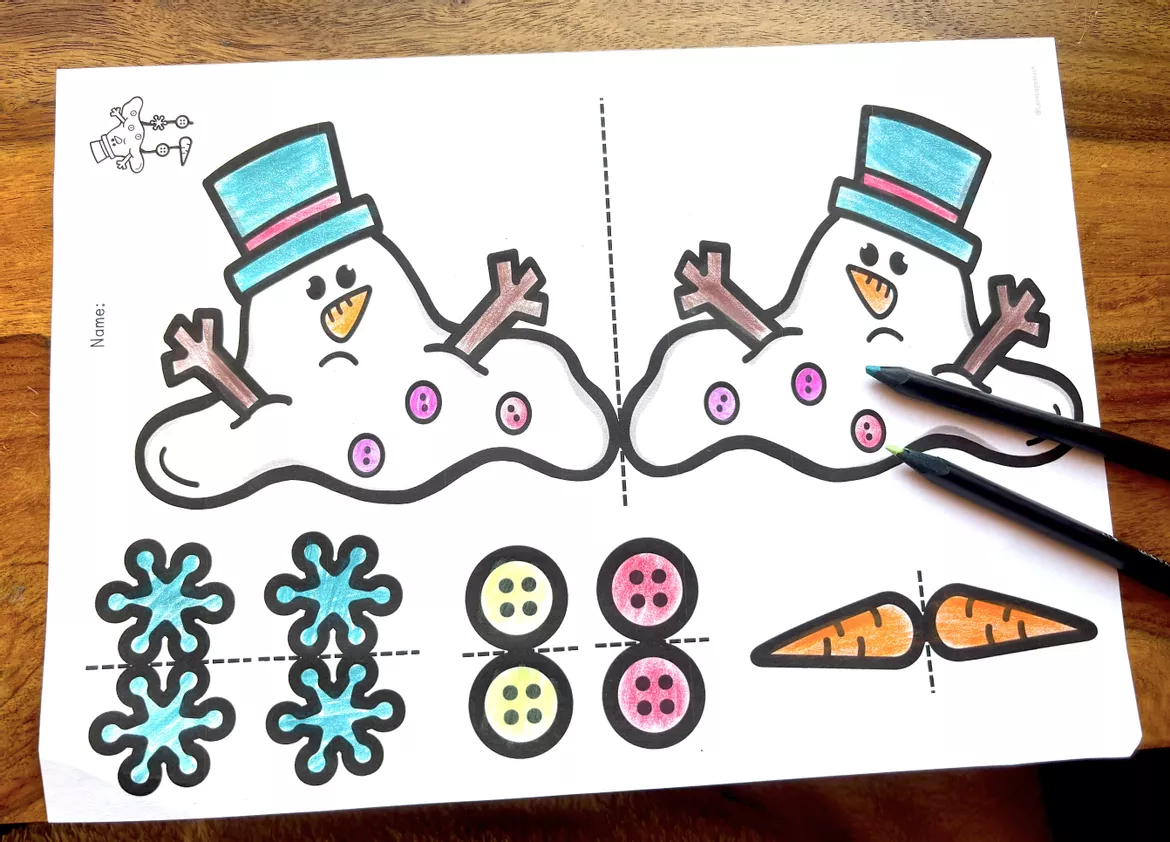 Bild in der Beschreibung des Unterrichtsmaterials Schneemann basteln, Winter Fensterbild, Kunstunterricht (Vorschule, Klasse 1, 2) von LernTagebuch #1