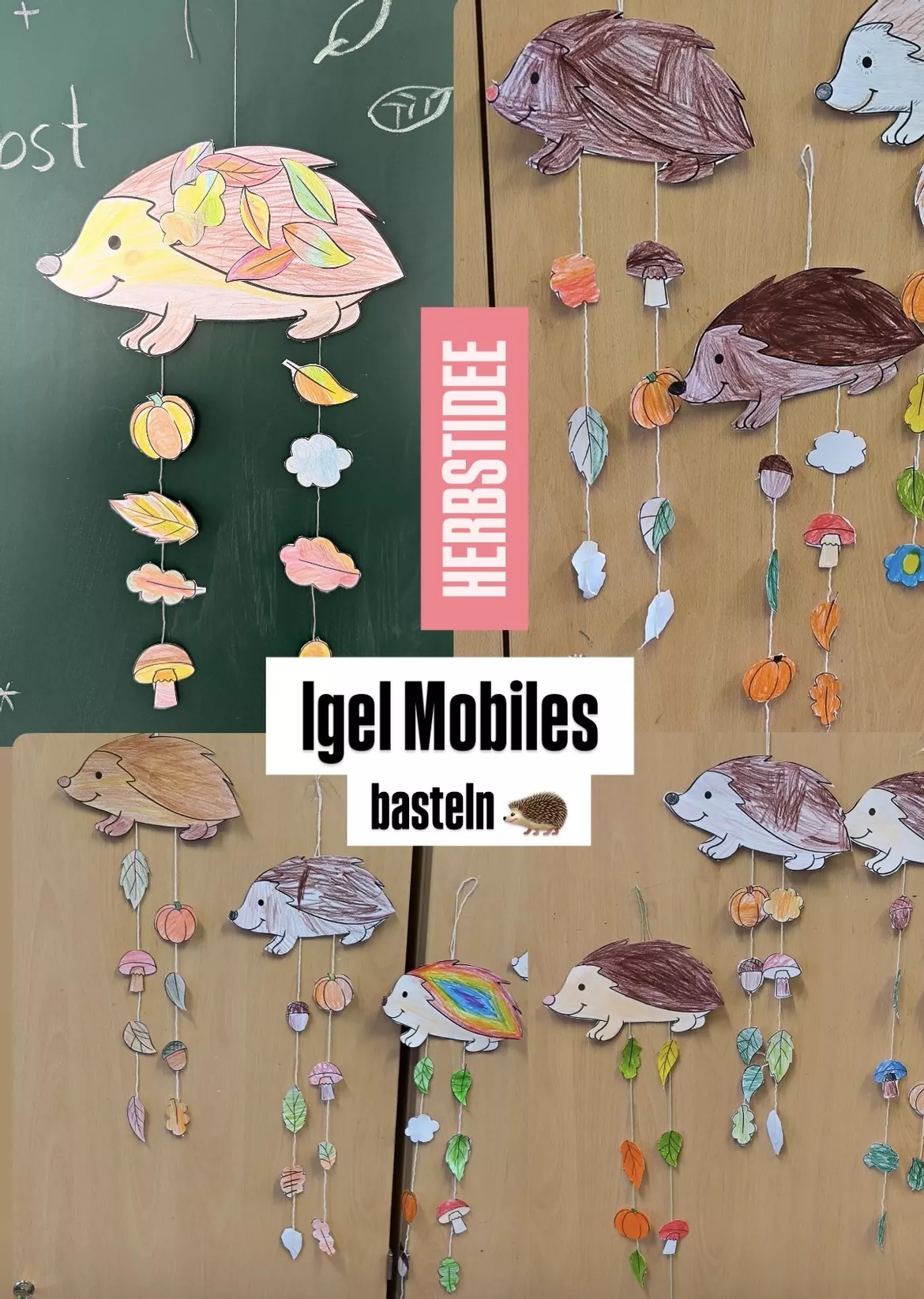 Bild in der Beschreibung des Unterrichtsmaterials Herbst Igelmobile 🍁🦔 - Bastelvorlage zum Ausschneiden & Gestalten Igel von Doodleteacher #1