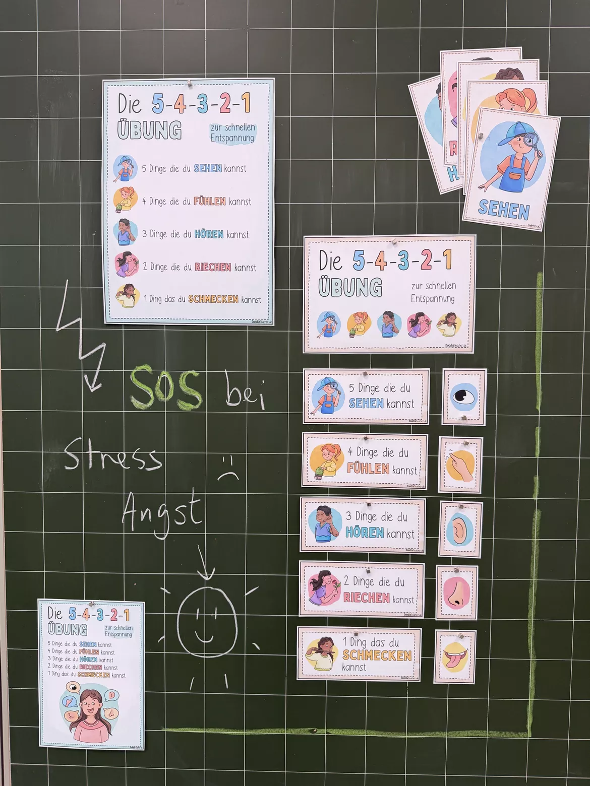 Bild in der Beschreibung des Unterrichtsmaterials Die 5-4-3-2-1-Übung - Entspannung / gegen Stress & Anspannung / 5 Sinne / 54321 Selbstregulation von Doodleteacher #2