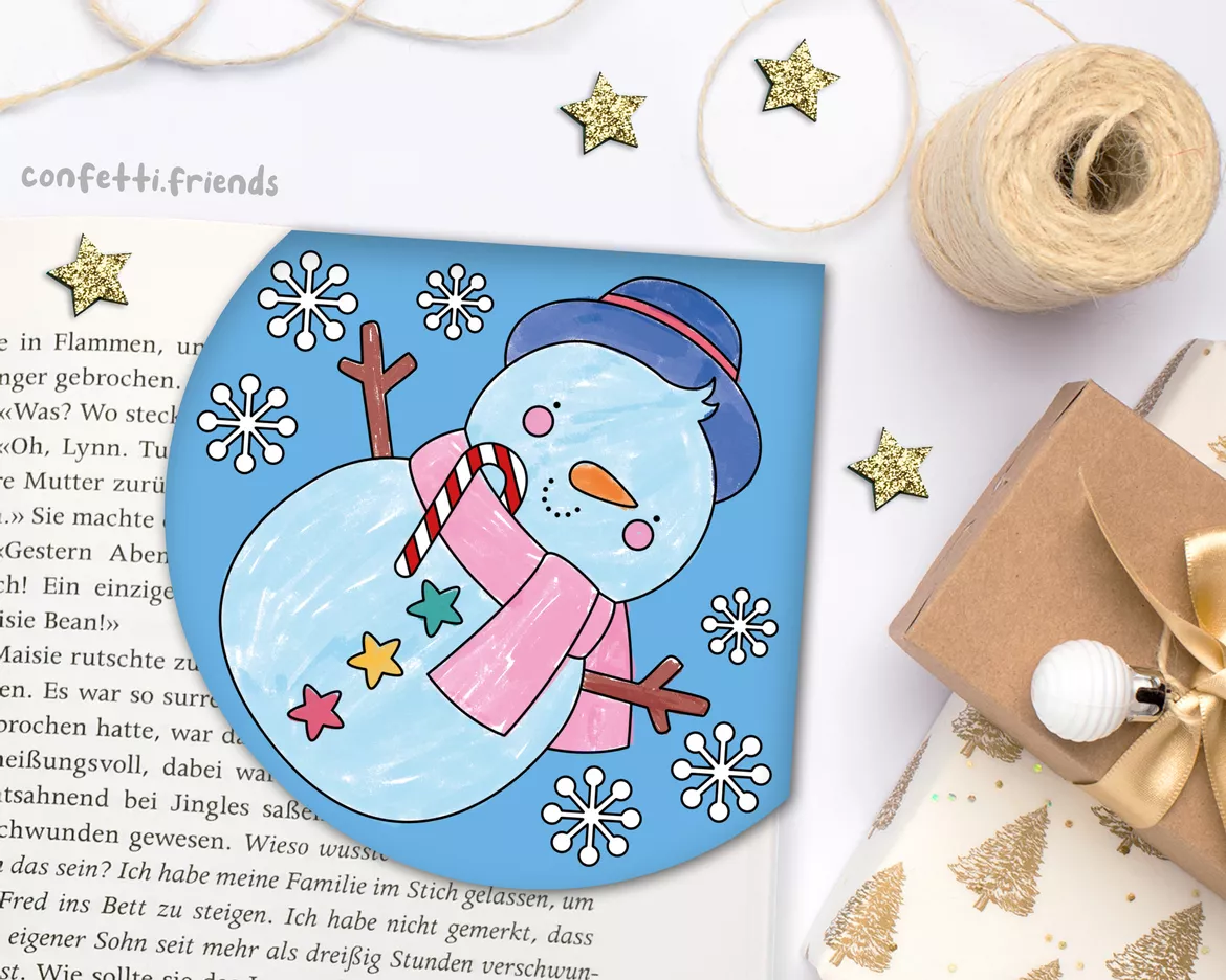 Bild in der Beschreibung des Unterrichtsmaterials Lesezeichen Ecke – Schneemann von confetti.friends #1