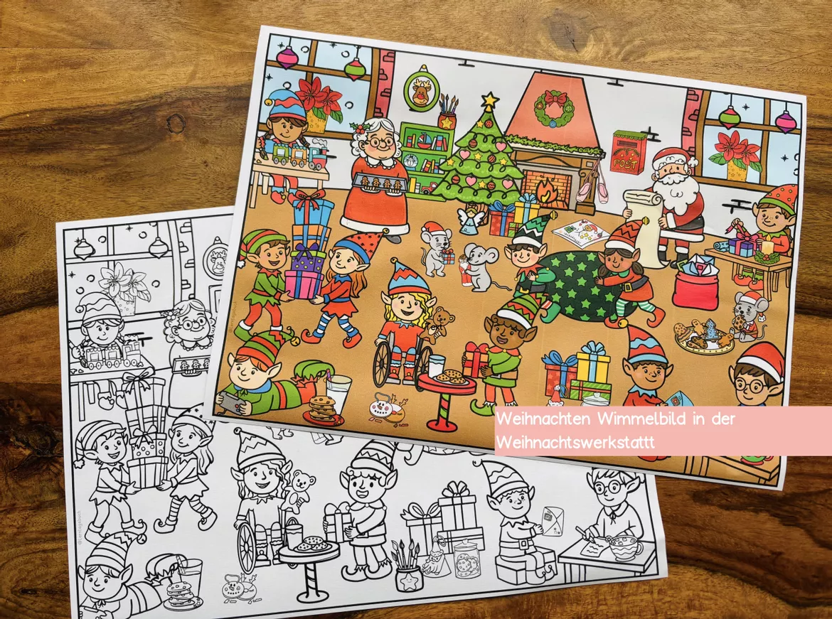 Bild in der Beschreibung des Unterrichtsmaterials Wimmelbild Weihnachten, Weihnachtswerkstatt von LernTagebuch #1