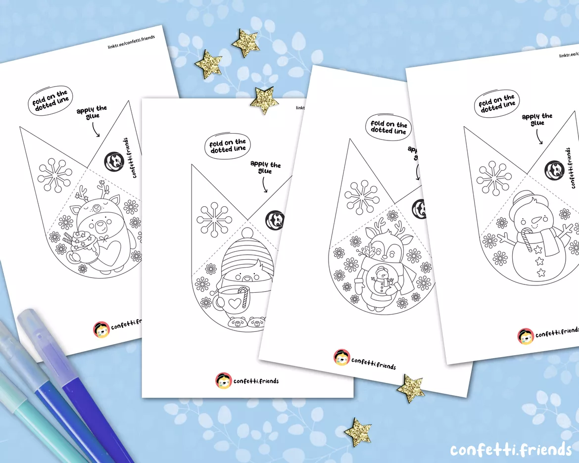 Bild in der Beschreibung des Unterrichtsmaterials Materialpaket Lesezeichen Ecken – niedliche Wintermotive von confetti.friends #7