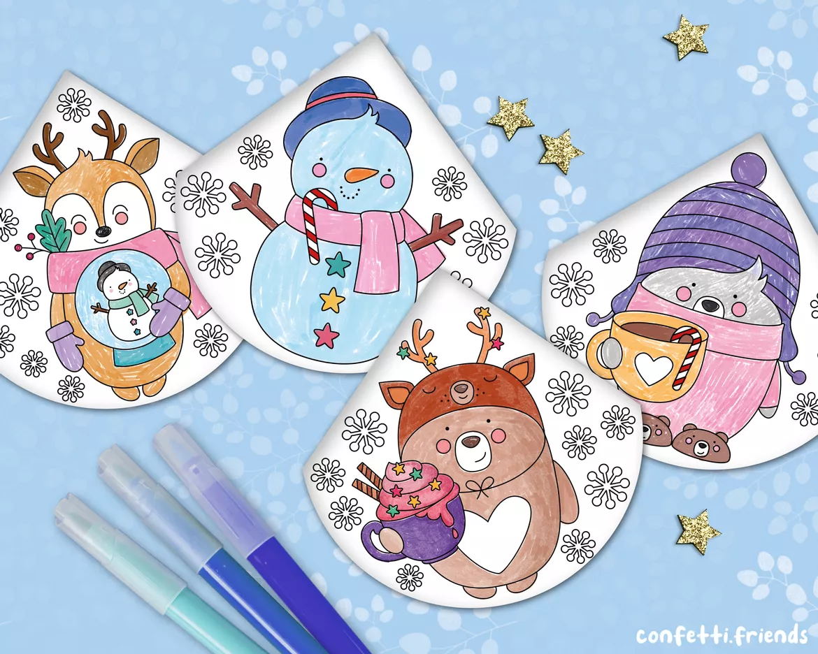 Bild in der Beschreibung des Unterrichtsmaterials Materialpaket Lesezeichen Ecken – niedliche Wintermotive von confetti.friends #1