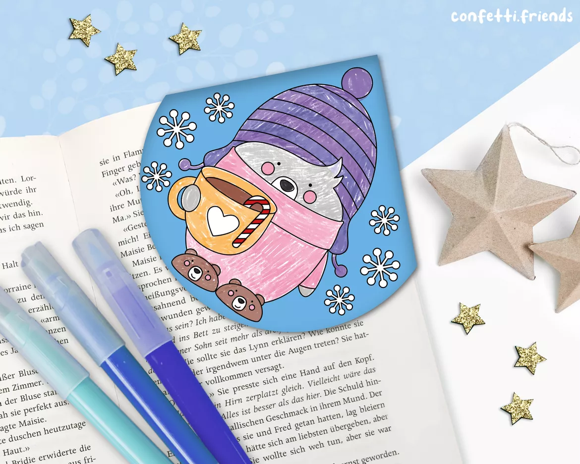Bild in der Beschreibung des Unterrichtsmaterials Materialpaket Lesezeichen Ecken – niedliche Wintermotive von confetti.friends #5