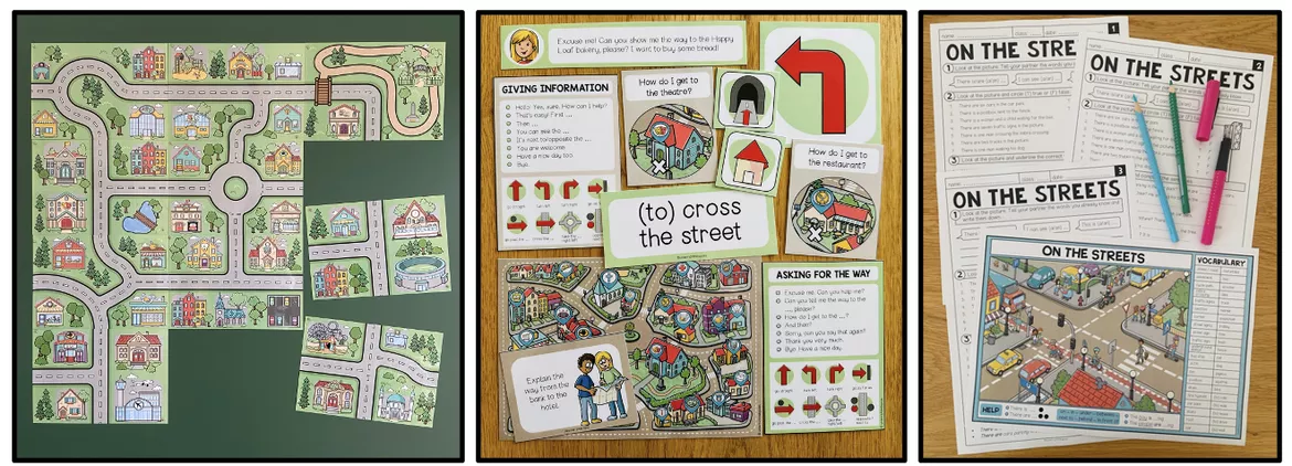 Bild in der Beschreibung des Unterrichtsmaterials Town / Stadt – Englisch, Materialpaket, Vocabulary, Wortschatz, Vokabeln, Bildkarten, Picture Cards, Arbeitsblatt, Übungen | Englischunterricht, Klasse 3, 4, 5, Grundschule von Unterrichtmitspass #2