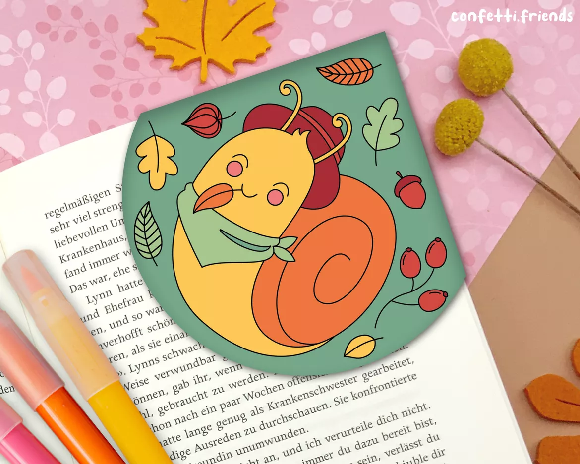 Bild in der Beschreibung des Unterrichtsmaterials Materialpaket Lesezeichen Ecken – Biber, Igel, Schnecke und Eichhörnchen von confetti.friends #6