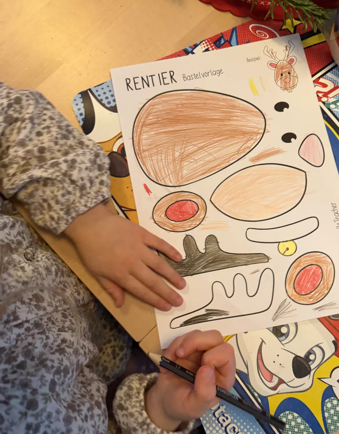 Bild in der Beschreibung des Unterrichtsmaterials Rentiere 🦌 basteln - winterliche Bastelvorlagen / Winter / Weihnachten von Doodleteacher #2