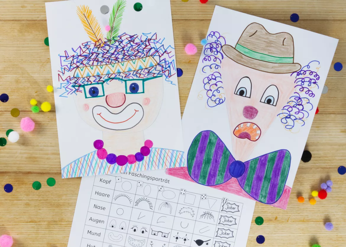 Bild in der Beschreibung des Unterrichtsmaterials Kunst Fasching, 3. und 4. Klasse, Grundschule, Materialpaket von Pinselpauker #3