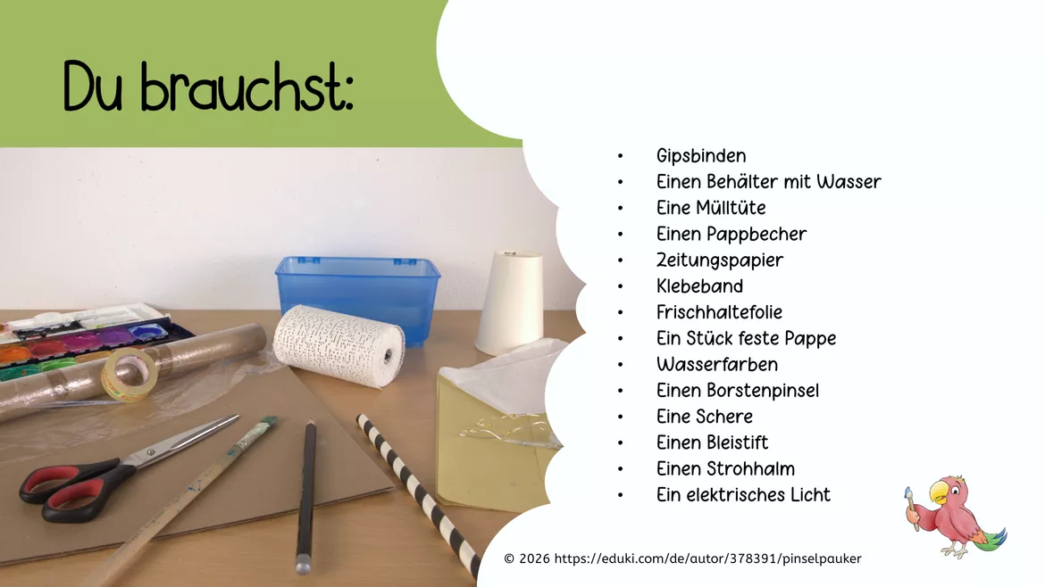 Bild in der Beschreibung des Unterrichtsmaterials Werken Grundschule, Leuchtende Gespenster aus Gips, Halloween von Pinselpauker #2