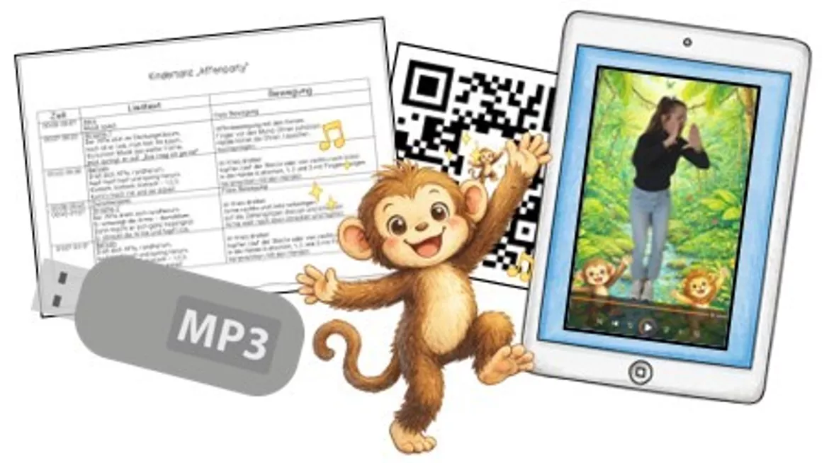 Bild in der Beschreibung des Unterrichtsmaterials Kindertanz "Affenparty" - MP3 und Tanzvideo von Frau Espunkt #1