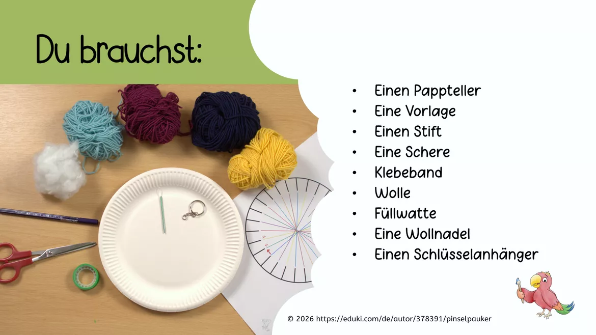 Bild in der Beschreibung des Unterrichtsmaterials Werken Grundschule, Schlüsselanhänger aus Wolle, weben von Pinselpauker #2