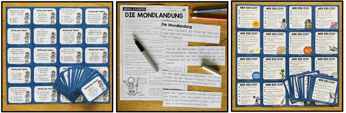 Bild in der Beschreibung des Unterrichtsmaterials Weltall, Planeten, Sonnensystem, Weltraum, Sonne, Erde, Mond, Sachunterricht, Naturwissenschaften, Arbeitsblätter, Lernkarten, Übungen, Freiarbeit, Stationenlernen | Materialpaket von Unterrichtmitspass #7