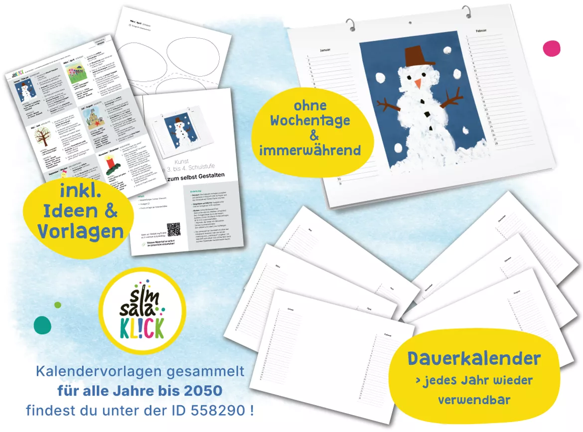 Bild in der Beschreibung des Unterrichtsmaterials Kalender zum Ausdrucken & Selbstgestalten inkl. Ideen – 2026 bis 2050! + immerwährend von simsalaKLICK #3