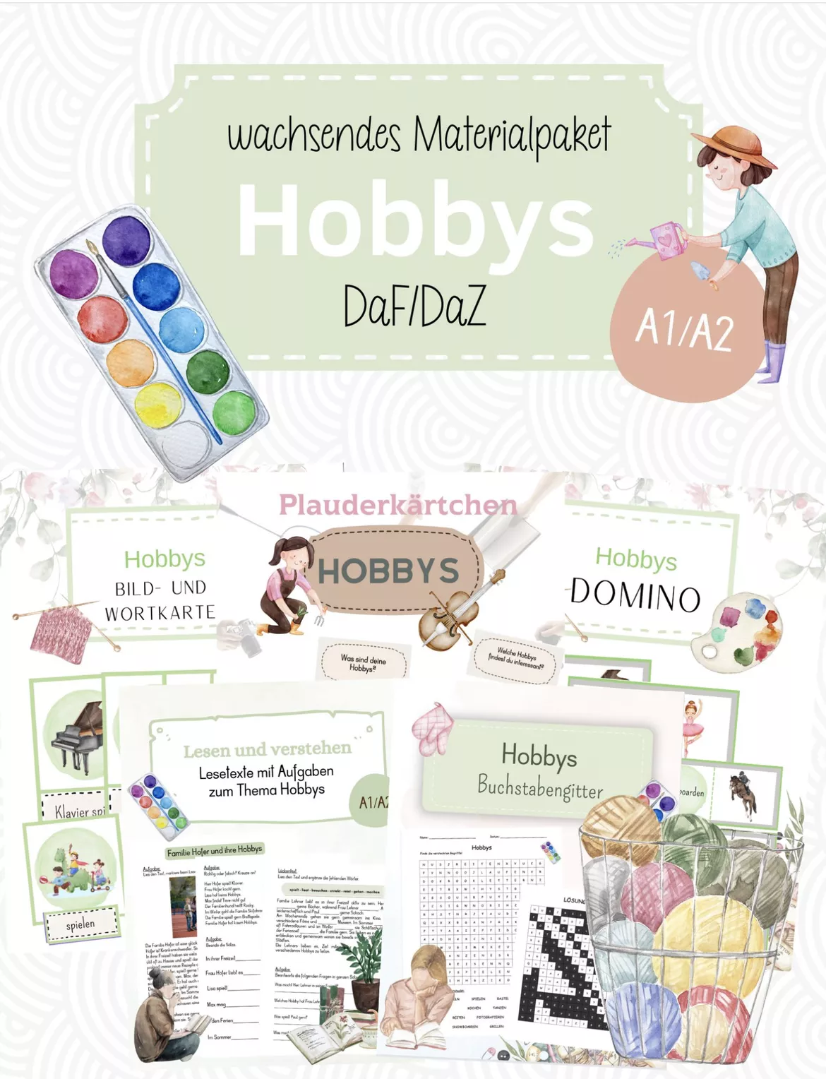 Bild in der Beschreibung des Unterrichtsmaterials Würfelduett Hobbys DaZ A1 von Mrsrobinson #1