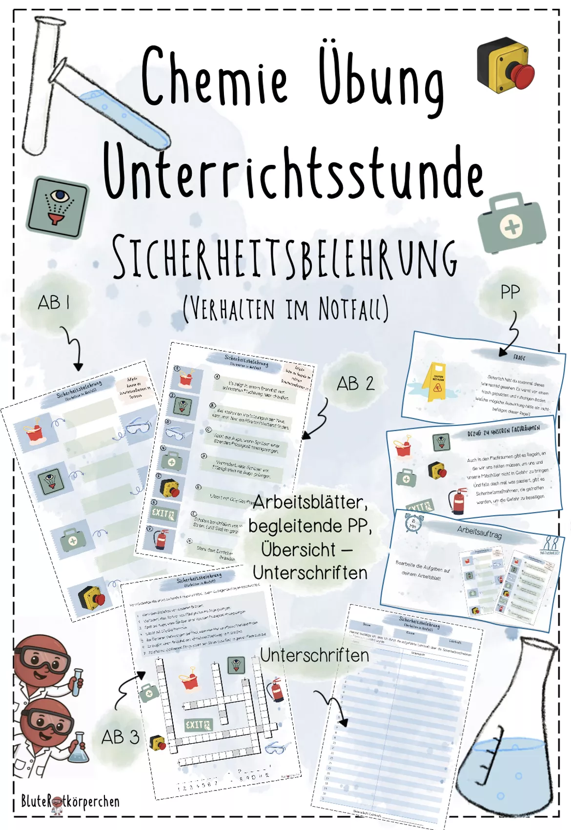 Bild in der Beschreibung des Unterrichtsmaterials Laborführerschein: Laborregeln, Laborgeräte, Gefahrenpiktogramme | für Unterstufe - Natur und Technik!!! | sofort einsetzbar von BluteRotkörperchen #1