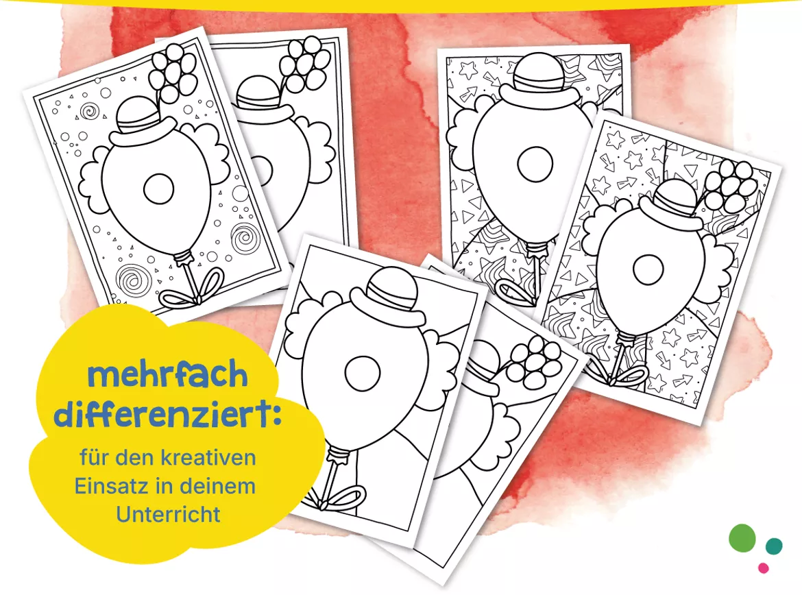 Bild in der Beschreibung des Unterrichtsmaterials Ausmalbild Fasching • Karneval • Fasnacht • Carneval | KUNST von simsalaKLICK #1