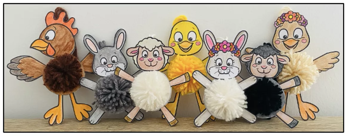 Bild in der Beschreibung des Unterrichtsmaterials OSTERN - Pompon-Tiere (Bastelvorlagen + Anleitung) von Unterrichtmitspass #1