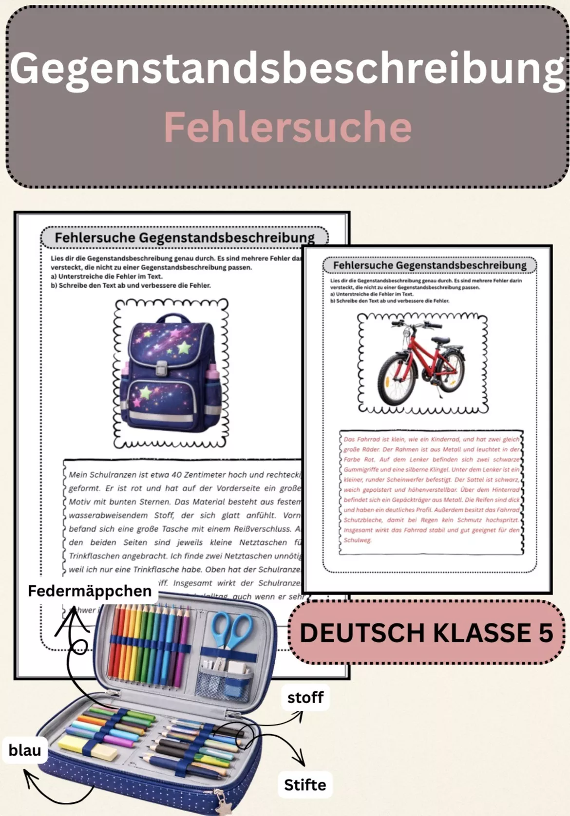 Bild in der Beschreibung des Unterrichtsmaterials Gegenstandsbeschreibung – Domino Spiel Deutsch Klasse 5–6 Vertretung von Farbenflug #1