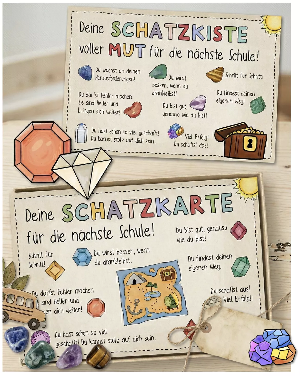Bild in der Beschreibung des Unterrichtsmaterials Abschiedsgeschenk Grundschule / Grundschulzeit - Schatzkiste & Schatzkarte voller Mut von Doodleteacher #1
