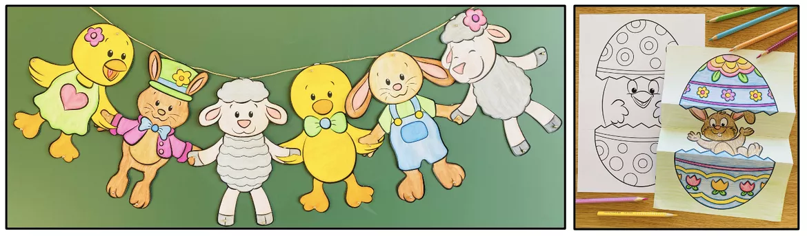 Bild in der Beschreibung des Unterrichtsmaterials Ostern basteln Grundschule – Bastelvorlagen Ostern, Osterhase, Ostereier, Osterdeko, Fensterbilder, Frühlingsdeko, Bastelideen | Bastelpaket von Unterrichtmitspass #3