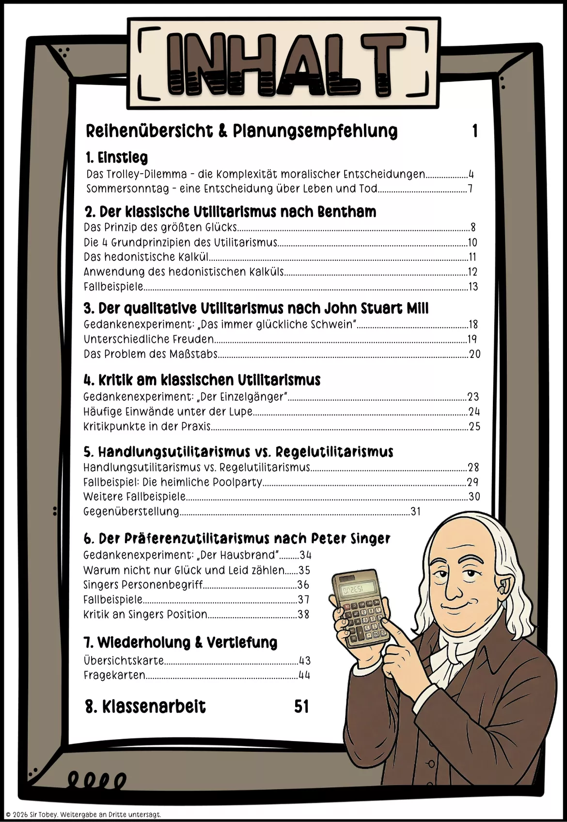 Bild in der Beschreibung des Unterrichtsmaterials Utilitarismus | Ethik | Philosophie | Unterrichtsreihe | Oberstufe | EF | Q1 | Q2 von Sir Tobey - Ethik mit Klasse #1