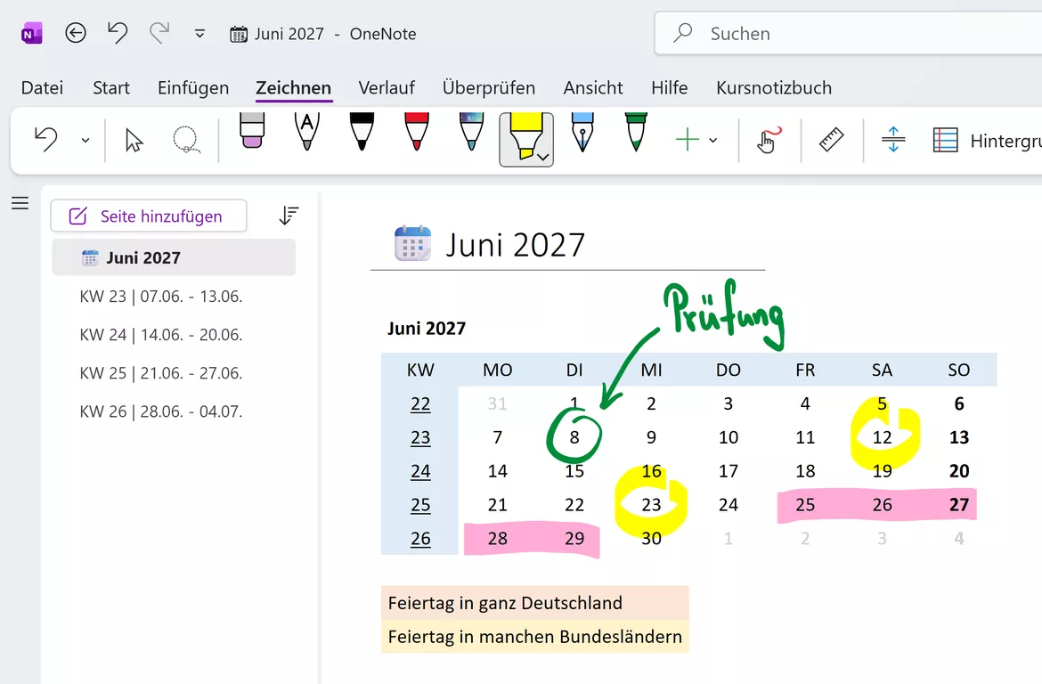 Bild in der Beschreibung des Unterrichtsmaterials Lehrerkalender 2026/2027 für OneNote: Vorlage als Download von Stefan Malter | Malter365.de #4