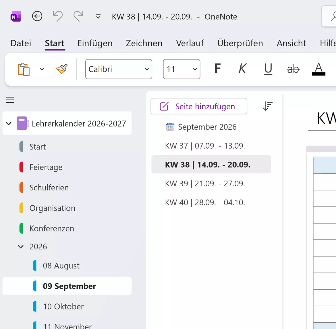 Bild in der Beschreibung des Unterrichtsmaterials Lehrerkalender 2026/2027 für OneNote: Vorlage als Download von Stefan Malter | Malter365.de #3