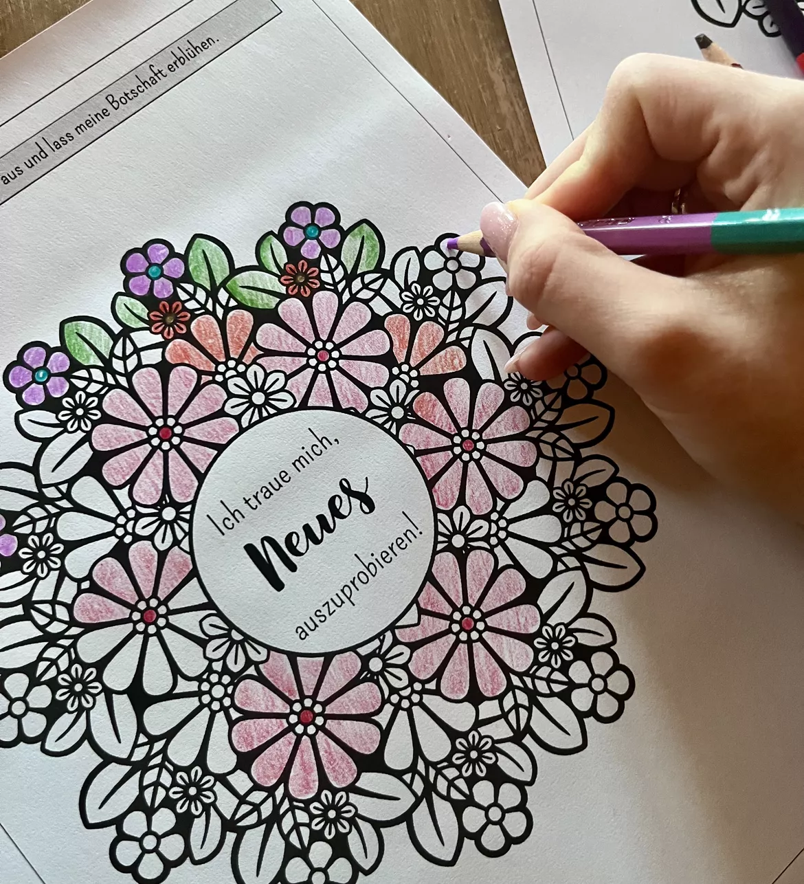 Bild in der Beschreibung des Unterrichtsmaterials Frühlingsmandalas mit Affirmationen – positive Botschaften zum Ausmalen von mittelschulzauber #1