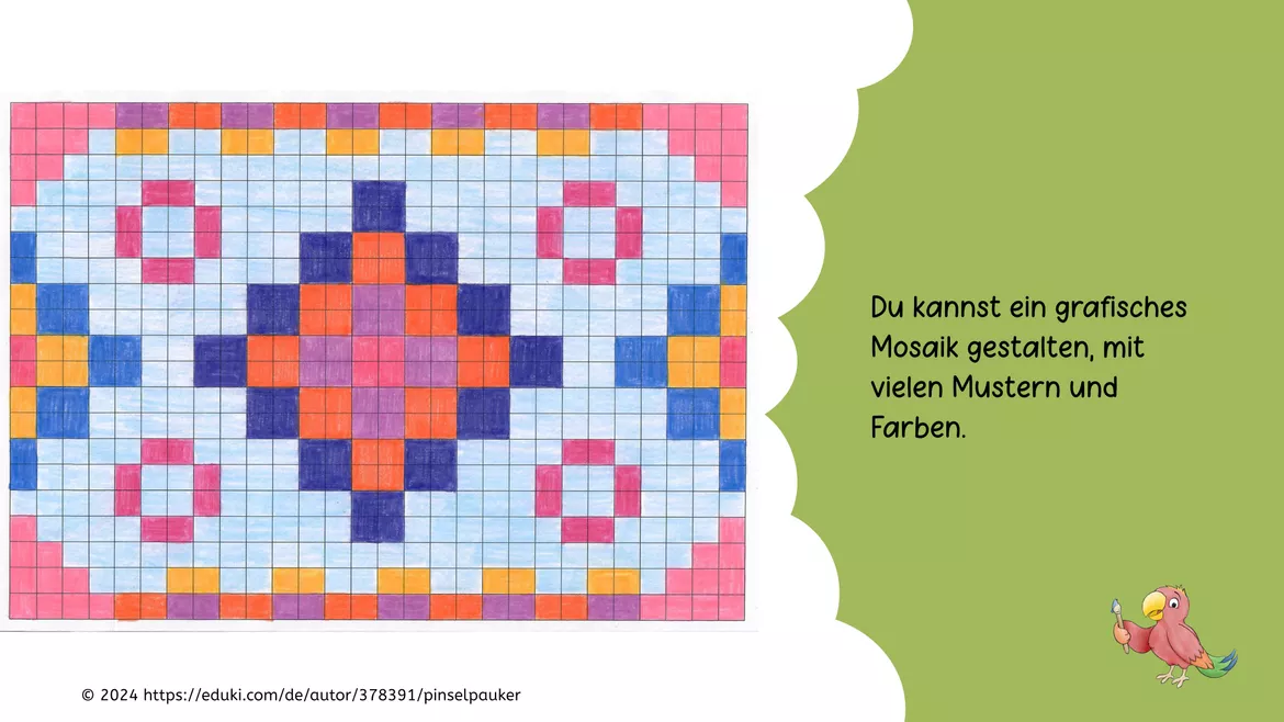 Bild in der Beschreibung des Unterrichtsmaterials Kunst Grundschule, Gestalte ein Mosaik mit Vorlage von Pinselpauker #2