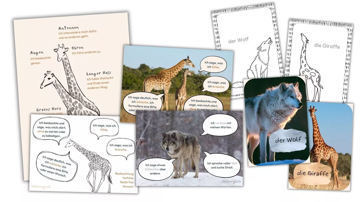 Bild in der Beschreibung des Unterrichtsmaterials Soziales Lernen mit der Giraffen- und Wolfssprache (Klasse 3 und 4) von Lehrerglück #2