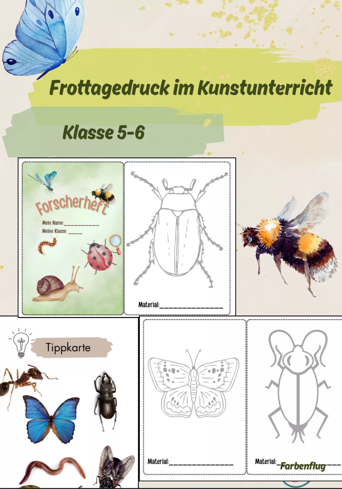 Bild in der Beschreibung des Unterrichtsmaterials Frühlingspaket Kunst: 3 kreative Unterrichtsstunden | Vertretung Klasse 5–7 von Farbenflug #1