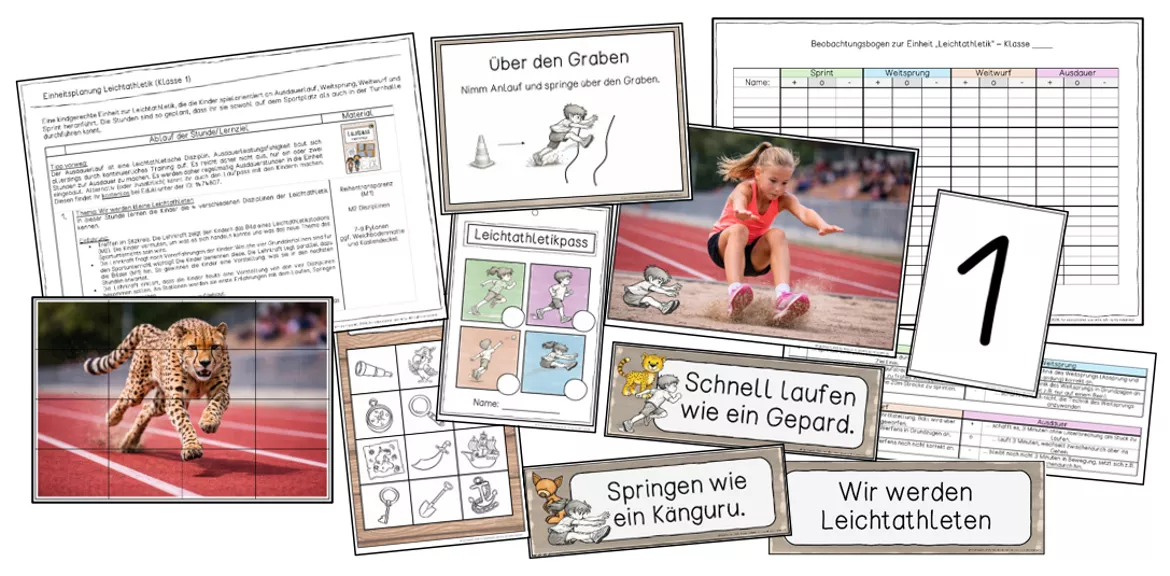 Bild in der Beschreibung des Unterrichtsmaterials Leichtathletik im Sportunterricht - Klasse 1 von Frau Espunkt #1
