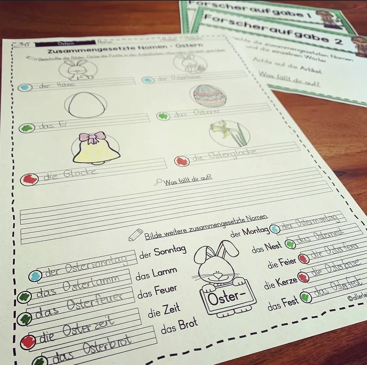 Bild in der Beschreibung des Unterrichtsmaterials Zusammengesetzte Nomen Ostern – Arbeitsblätter Klasse 1–2 (Deutsch Grundschule, Wortbildung, DaZ) von allerlei_fuer_die_schule #2
