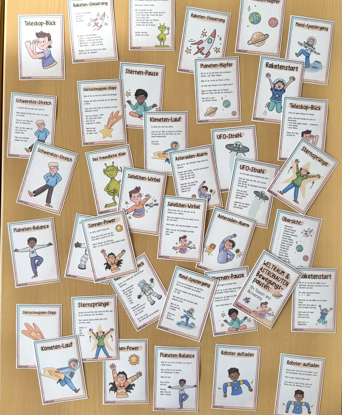 Bild in der Beschreibung des Unterrichtsmaterials 18 Bewegungspausen Weltall & Astronauten - aktive Brain Breaks für den Unterricht (Kl. 1–6) von Doodleteacher #1