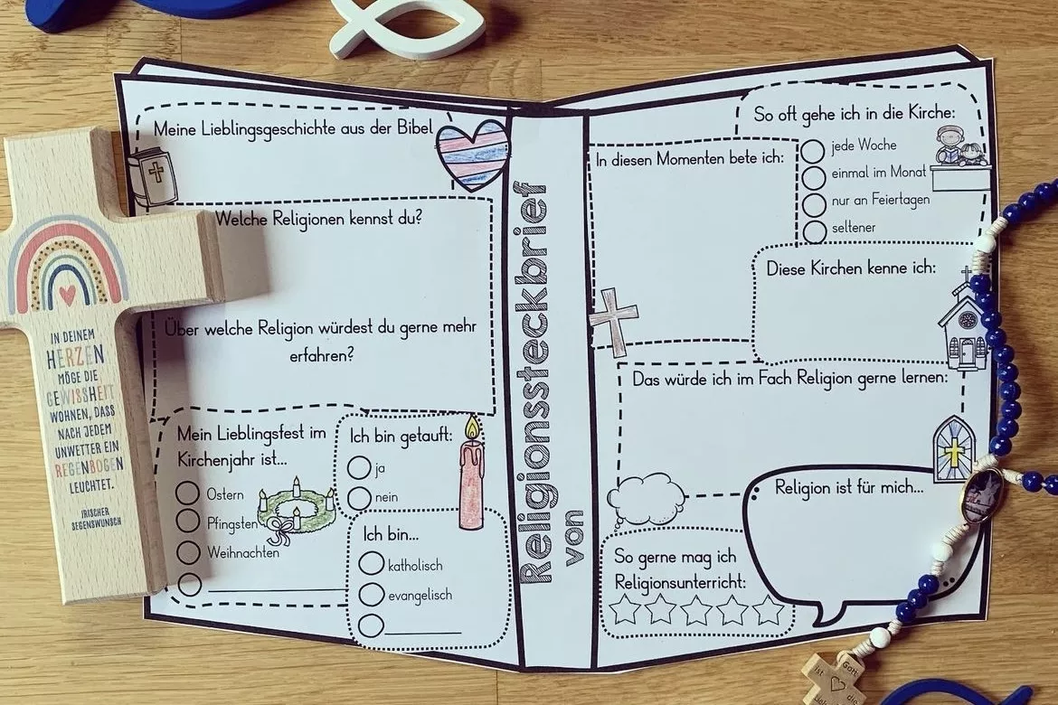 Bild in der Beschreibung des Unterrichtsmaterials Religionssteckbrief für den Einstieg in den Religionsunterricht von allerlei_fuer_die_schule #1