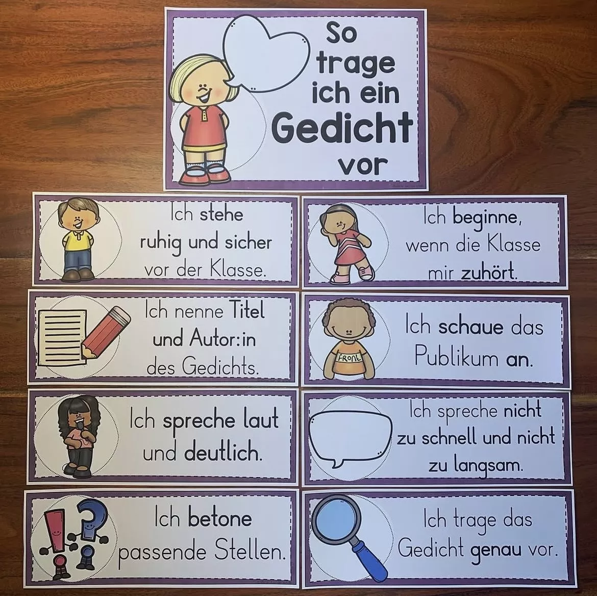 Bild in der Beschreibung des Unterrichtsmaterials Gedichtvortrag Kriterien - Tafelmaterial und Merkblatt von allerlei_fuer_die_schule #1