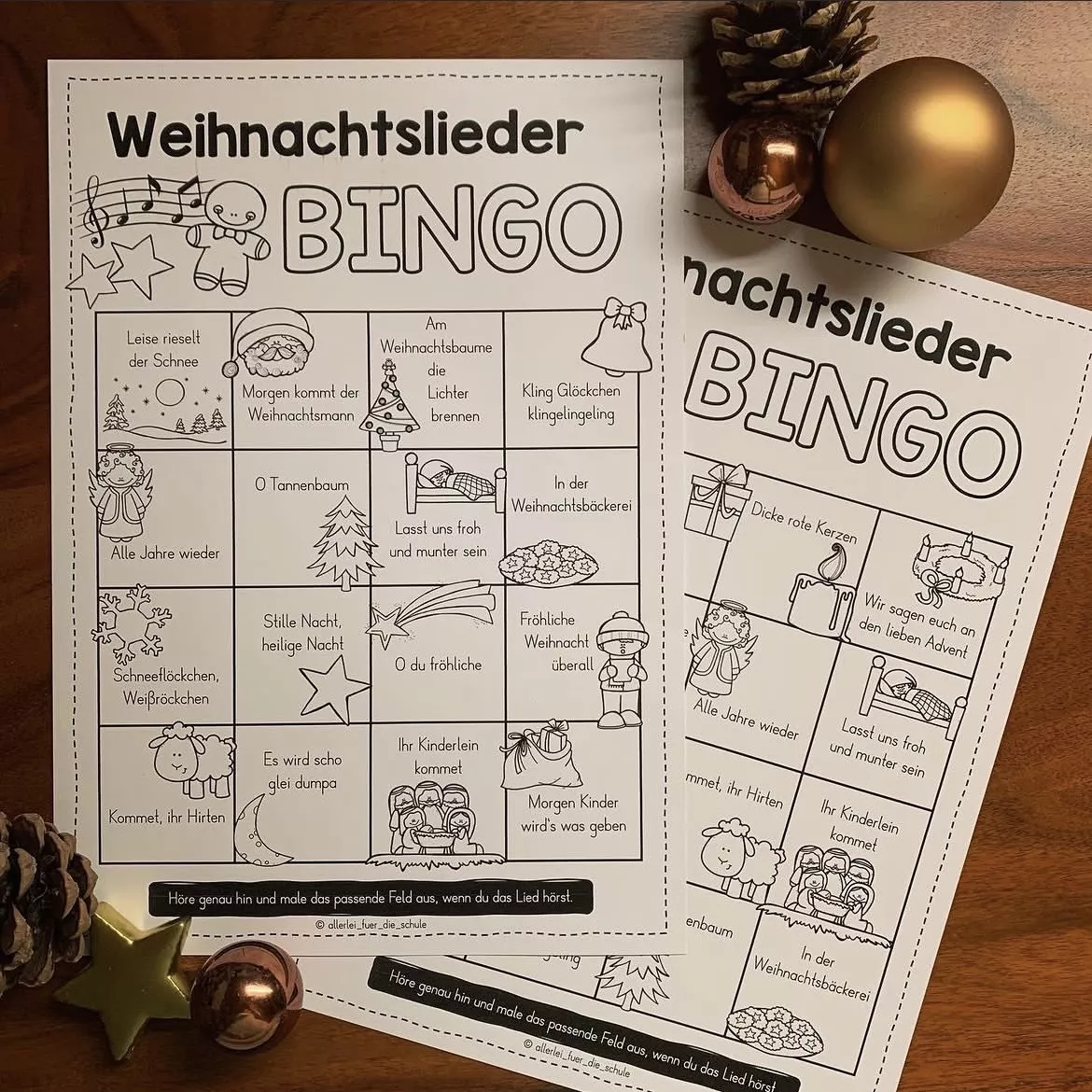 Bild in der Beschreibung des Unterrichtsmaterials Weihnachtslieder-Bingo von allerlei_fuer_die_schule #1