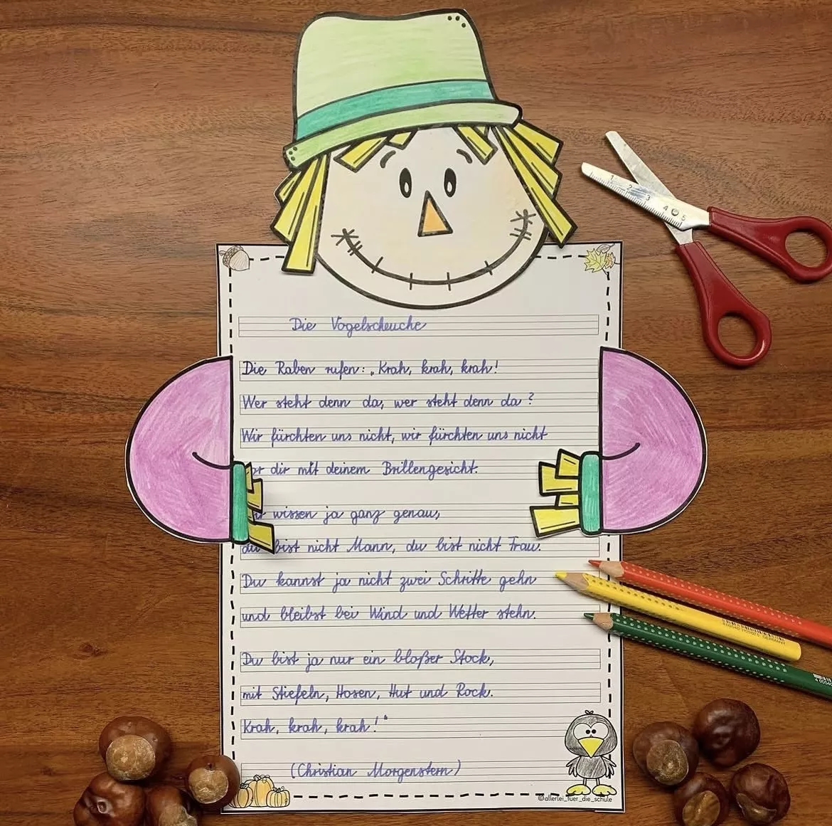 Bild in der Beschreibung des Unterrichtsmaterials Herbstgedicht „Die Vogelscheuche“ von Christian Morgenstern – Gedichterarbeitung für Deutsch Grundschule (Klasse 2–4) von allerlei_fuer_die_schule #1