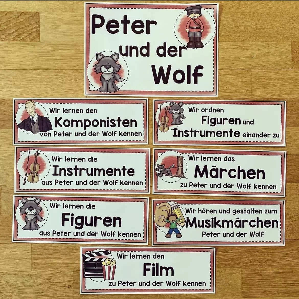 Bild in der Beschreibung des Unterrichtsmaterials Reihentransparenz zum Musikmärchen Peter und der Wolf für die Grundschule von allerlei_fuer_die_schule #1
