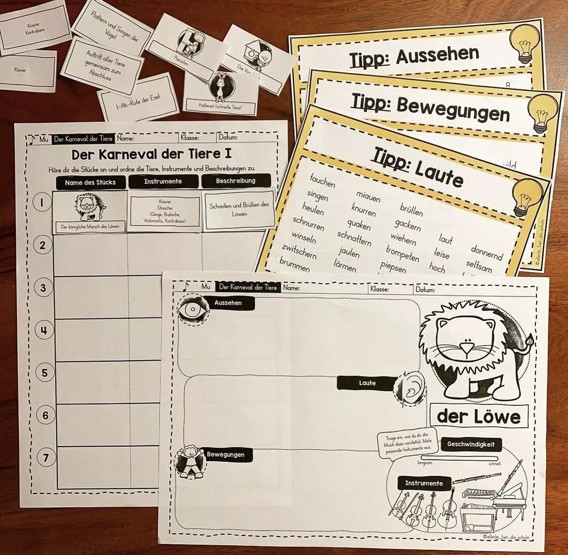 Bild in der Beschreibung des Unterrichtsmaterials Der Karneval der Tiere: Komplette Unterrichtsreihe Musik Grundschule (Klasse 1–4) – mit Flipbook, Arbeitsblättern, Werkhören & Instrumentenkunde von allerlei_fuer_die_schule #5
