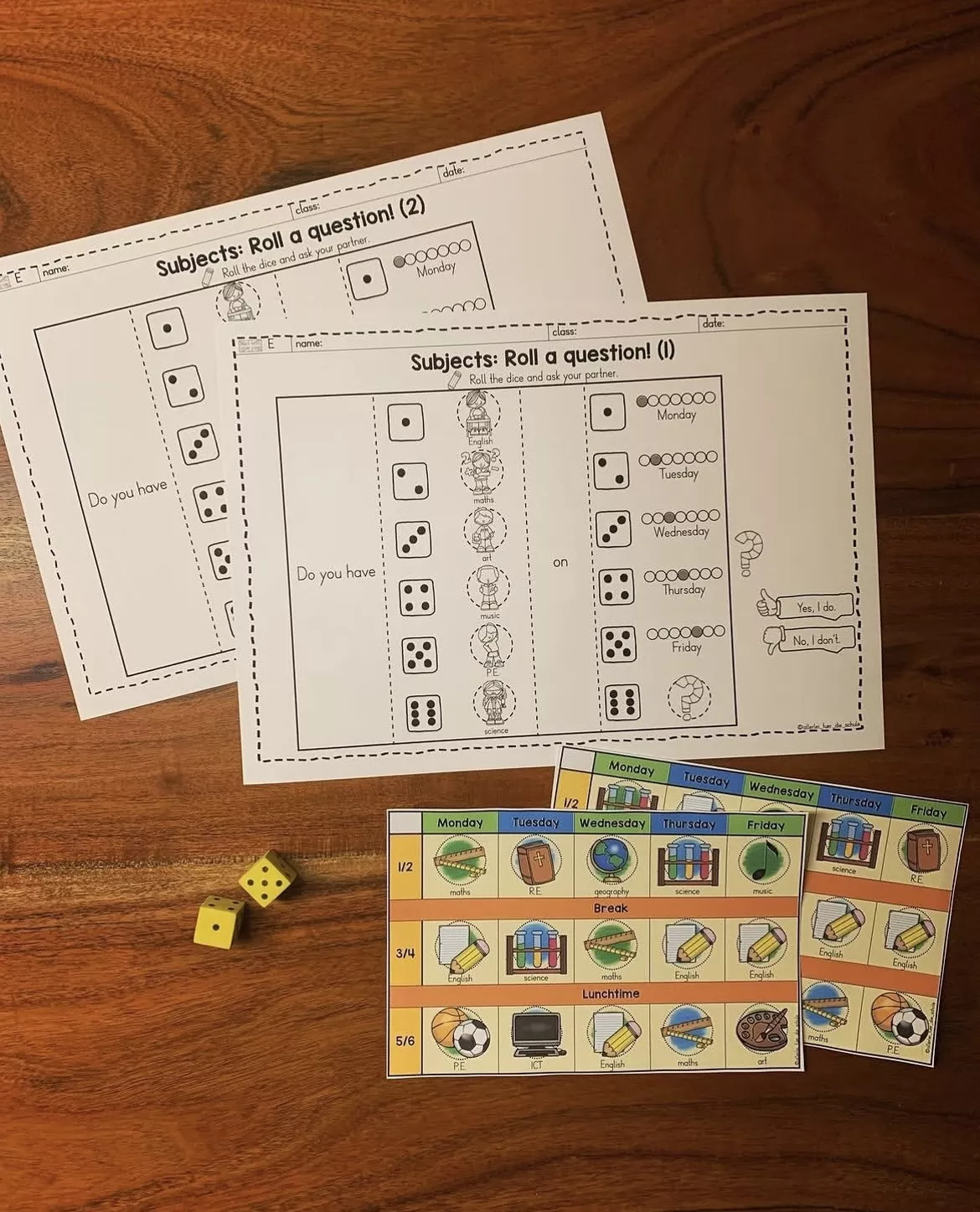 Bild in der Beschreibung des Unterrichtsmaterials School Subjects Englisch: Arbeitsblätter & Spiele von allerlei_fuer_die_schule #1