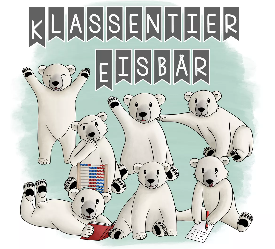 Bild in der Beschreibung des Unterrichtsmaterials Eisbärenklasse Materialpaket – Klassenzimmer Deko Grundschule Klasse 1 | Klassentier Eisbär | Classroom Management | Organisation & Einschulung von kunterbunter_Grundschulkram #1