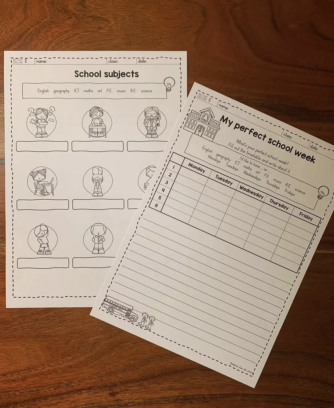 Bild in der Beschreibung des Unterrichtsmaterials School Subjects Englisch: Arbeitsblätter & Spiele von allerlei_fuer_die_schule #2