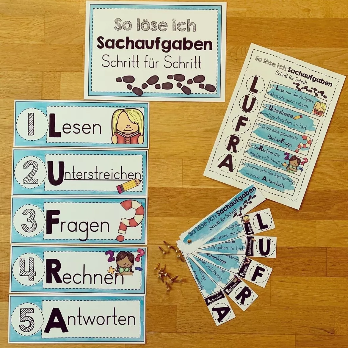 Bild in der Beschreibung des Unterrichtsmaterials Sachaufgaben lösen mit der LUFRA-Methode – Merkfächer & Poster für Mathematik Grundschule (Klasse 3–4) von allerlei_fuer_die_schule #1