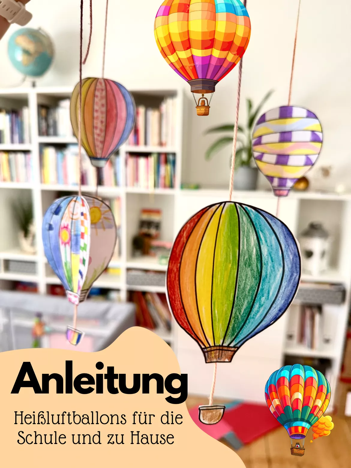 Bild in der Beschreibung des Unterrichtsmaterials Heißluftballon mit Muster - Mal & Bastelvorlage + Pop-Art von Doodleteacher #2