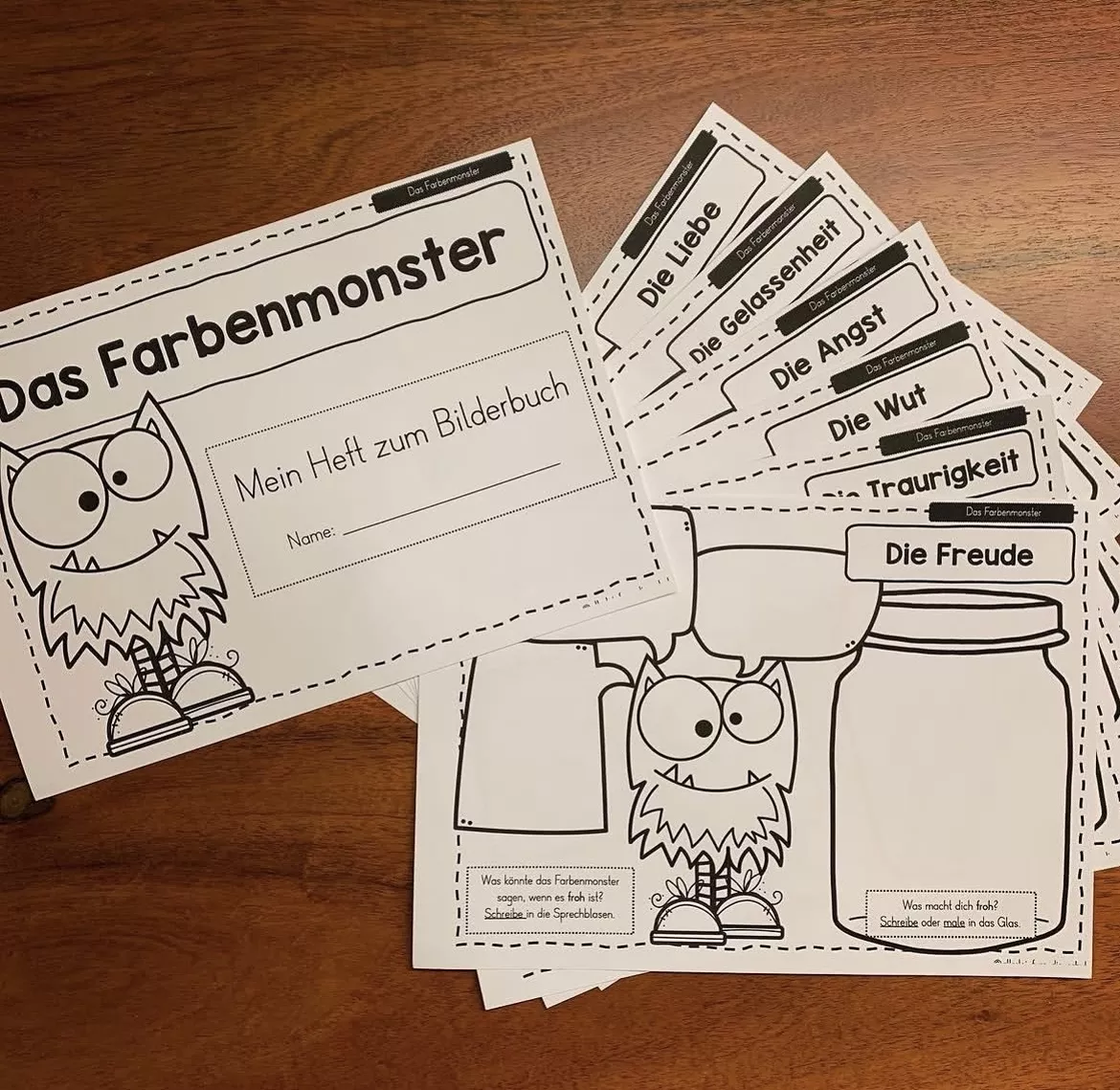 Bild in der Beschreibung des Unterrichtsmaterials Das Farbenmonster Arbeitsblätter – Gefühle Grundschule (Klasse 1–2) | Emotionen erkennen & benennen von allerlei_fuer_die_schule #3