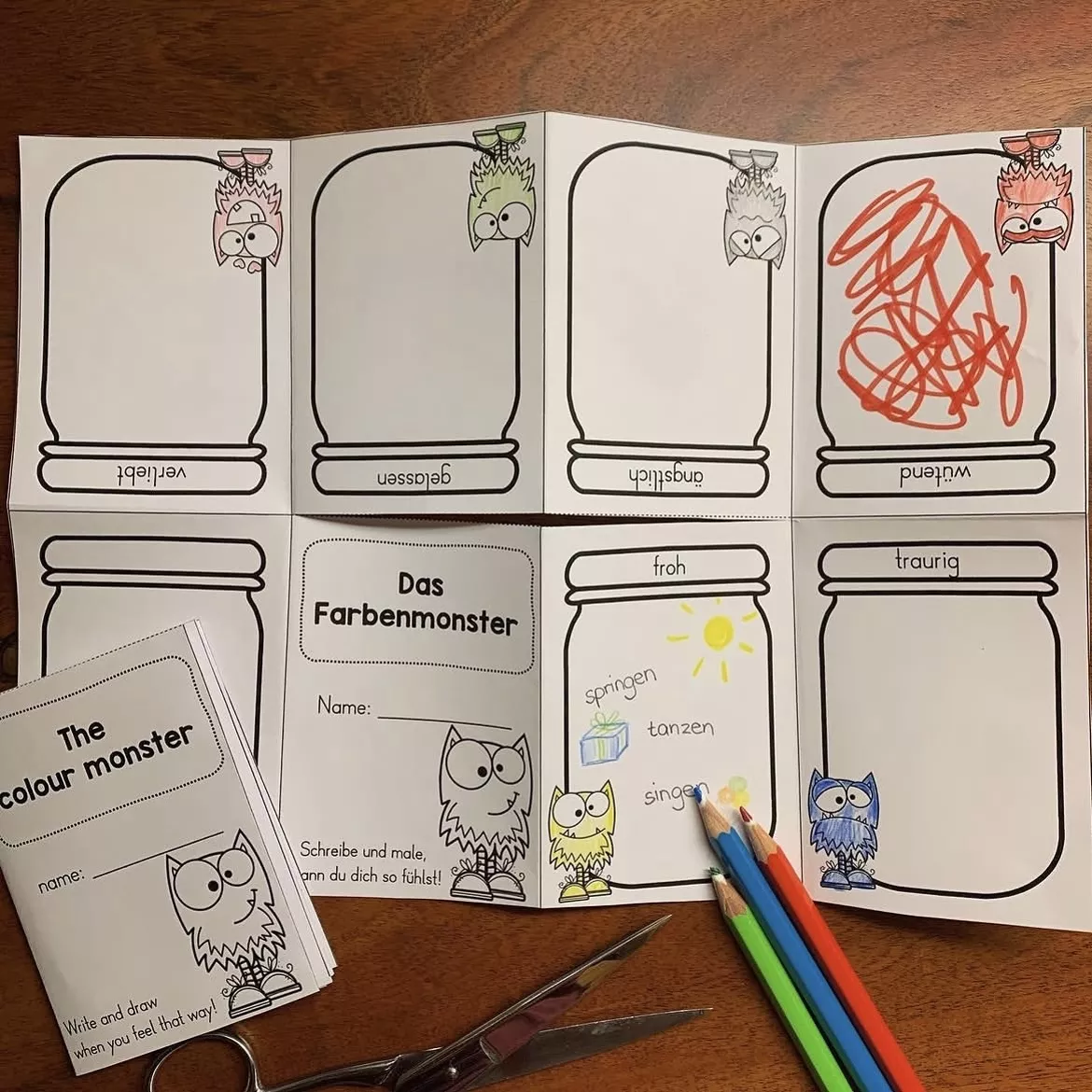 Bild in der Beschreibung des Unterrichtsmaterials Das Farbenmonster Faltheft – Gefühle Grundschule (Klasse 2–3) | Emotionen reflektieren & gestalten von allerlei_fuer_die_schule #1